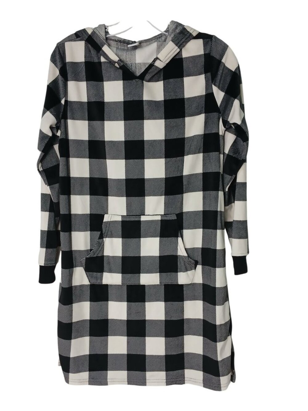 Sleep Chic Size XS Nightgown Hooded Black White Buffalo Check Super Soft #D-40